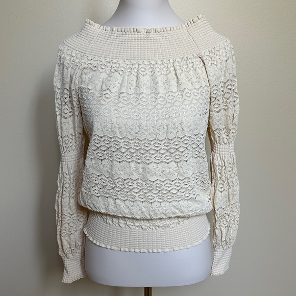 Zara Ivory Lace Knit Blouse - Picture 1 of 4